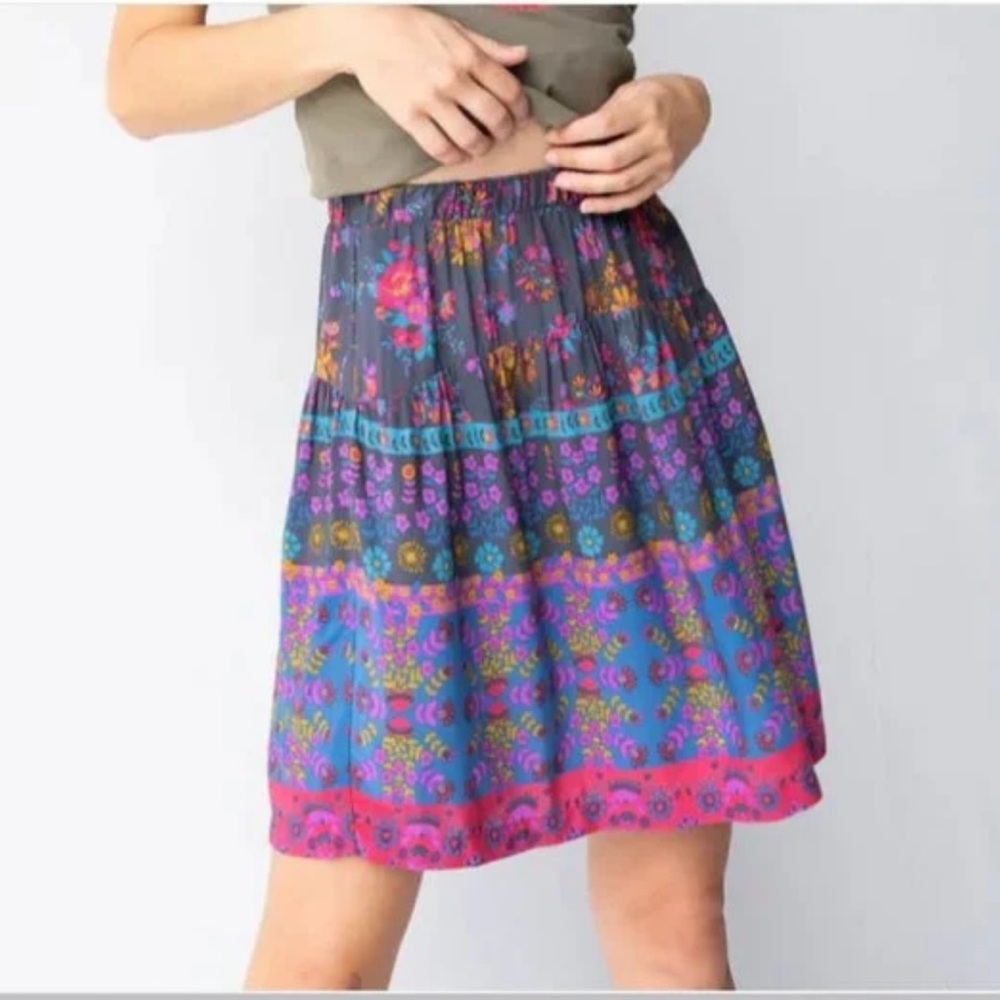 Natural Life Boho Border Print Skirt. Size XL NWT